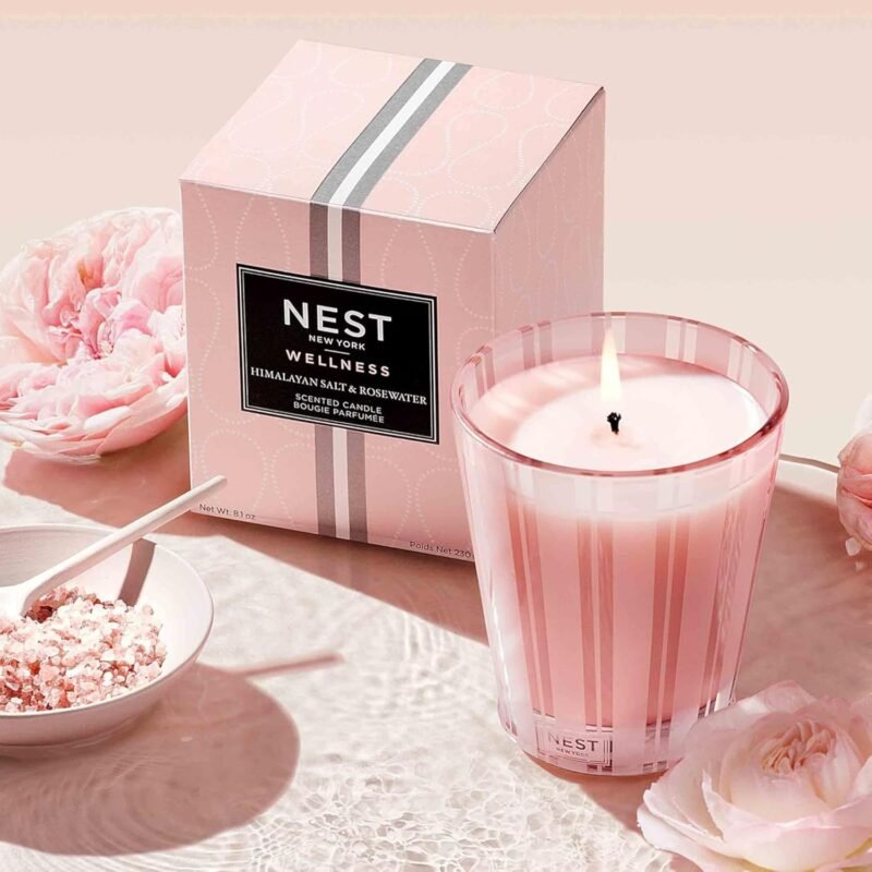 NEST New York Scented Classic Candle, Himalayan Salt & Rosewater - 8.1 oz - Up to 60-Hour Burn Time - Reusable Glass Vessel - Image 3