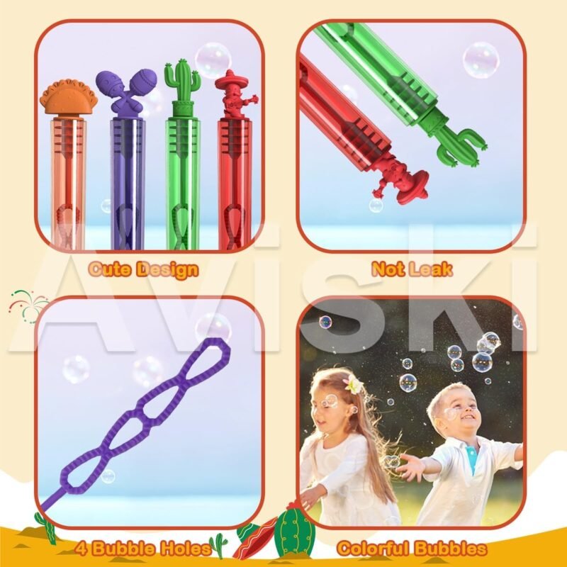 40PCS Mexican Bubble Wands, Mini Bubble Wands for Mexico Theme Party Favors, Cinco de Mayo Gift Toys for Girls Boys Kids Toddler Adults, Party Bag Stuffers Goodie Bag Filler, Classroom Prizes - Image 3