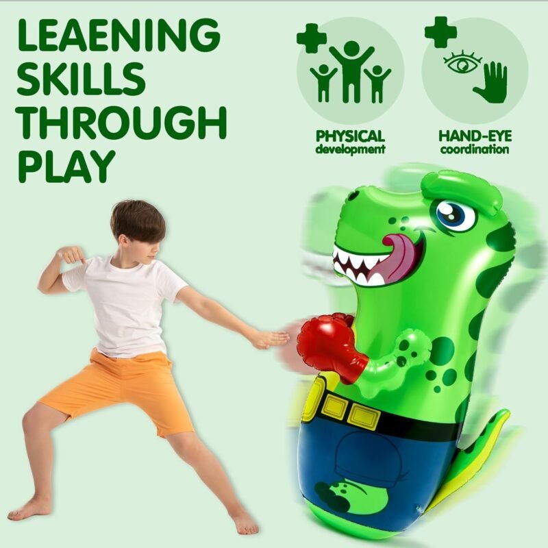 JOYIN Inflatable T-Rex Dinosaur Bopper 47 Inches, Bop Bag Inflatable Punching Toy, Kids Punching Bag with Bounce-Back Action - Image 3