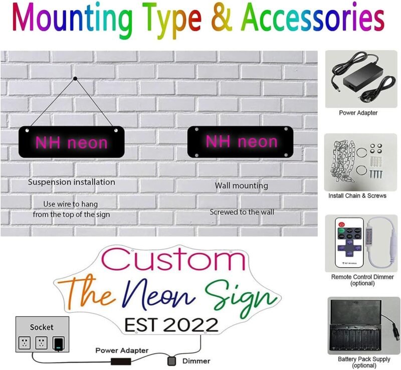 Custom Neon Signs, Personalised Large Led Neon Lights Sign Customizable for Wall Decor Wedding Birthday Party Bedroom Bar Shop Name Logo Lights (Optional 16" to 55") - Image 7