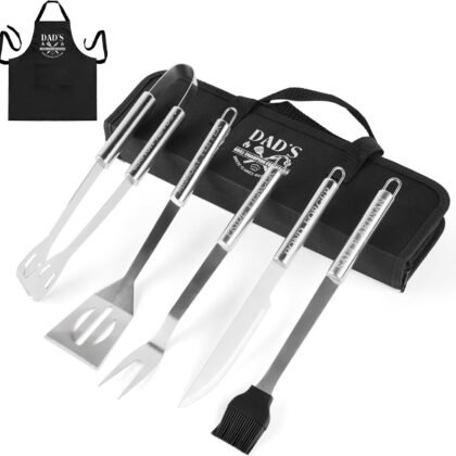 Birthday Gifts from Daughter Son, Grilling Gifts for Men Who Have Everything, Stainless Steel BBQ Tools Set with Engraved Handles for Fathers Day, Best Dad Ever Present for Men's Gifts