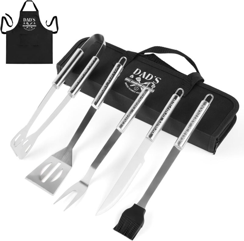Birthday Gifts from Daughter Son, Grilling Gifts for Men Who Have Everything, Stainless Steel BBQ Tools Set with Engraved Handles for Fathers Day, Best Dad Ever Present for Men's Gifts