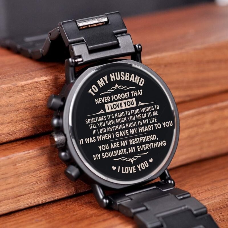 BOBO BIRD Mens Personalized Engraved Wooden Watches, Stylish Wood & Stainless Steel Combined Quartz Casual Wristwatches for Men Family Friends Customized Watch - Image 5