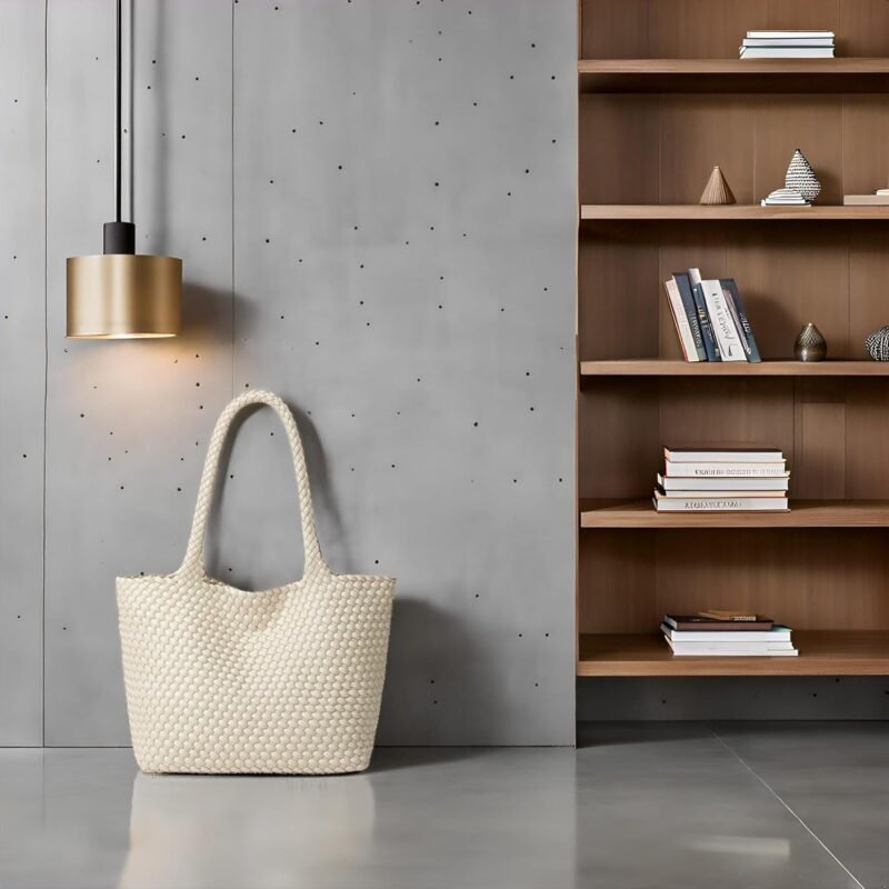 Woven Tote Bag Womens Purse: Vegan Leather Shoulder Handbags - Fashion Summer Beach Tote Bags - Large Travel Totes - Image 9