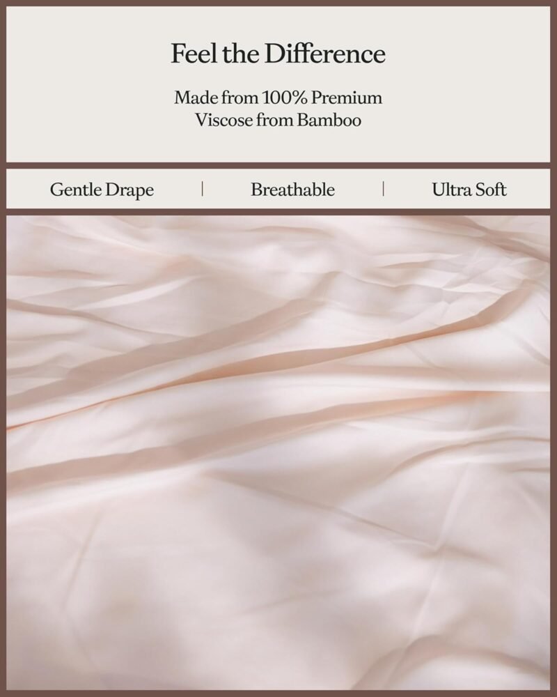 Cozy Earth Luxury Bed Sheet Set - 100% Viscose from Bamboo Fabric, Ultra-Soft & Breathable, Fits Regular & Deep Pocket Mattresses up to 20" - 4 Pieces Queen Sheet Set - Peony - Image 4
