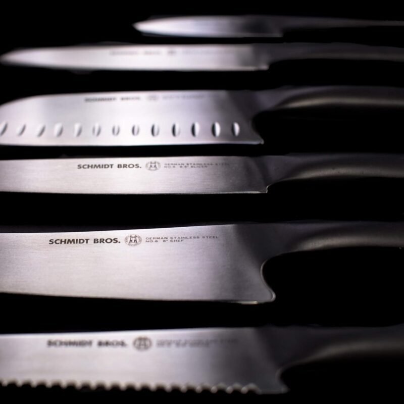 Schmidt Brothers - Carbon 6, 15-Piece Kitchen Knife Set, High-Carbon Stainless Steel Cutlery with Downtown Acacia and Acrylic Magnetic Knife Block and Knife Sharpener - Image 3