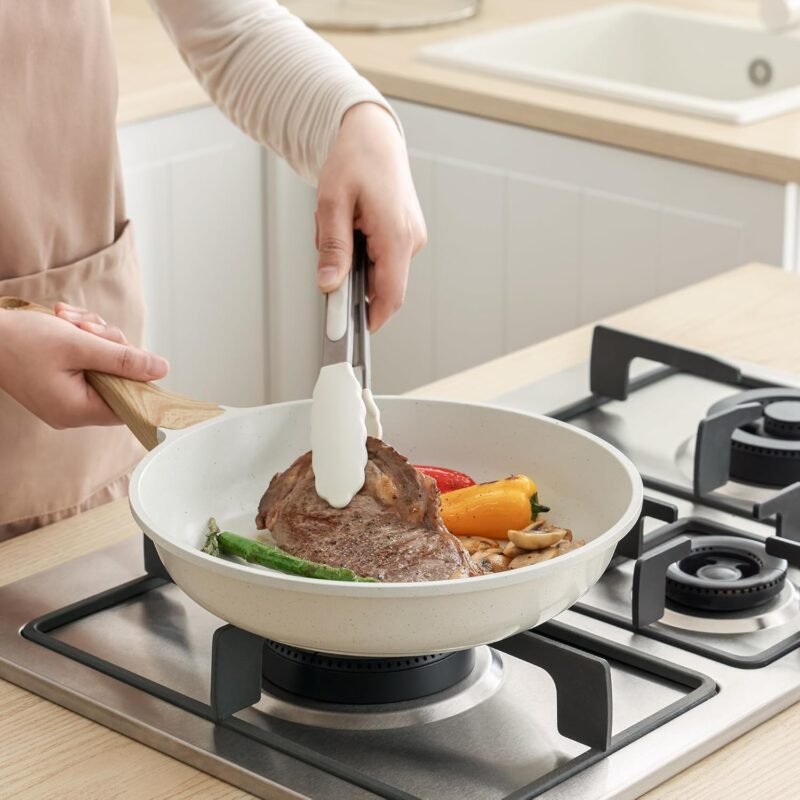 SENSARTE Nonstick Ceramic Frying Pan with Lid 8/9.5/11/12.5 Inch Omelet Pan Skillet, PFAS/PTFE/PFOA Free Healthy Non-toxic Chef's Pan Induction Compatible Egg Pan with Heat Resistant Handle - Image 6