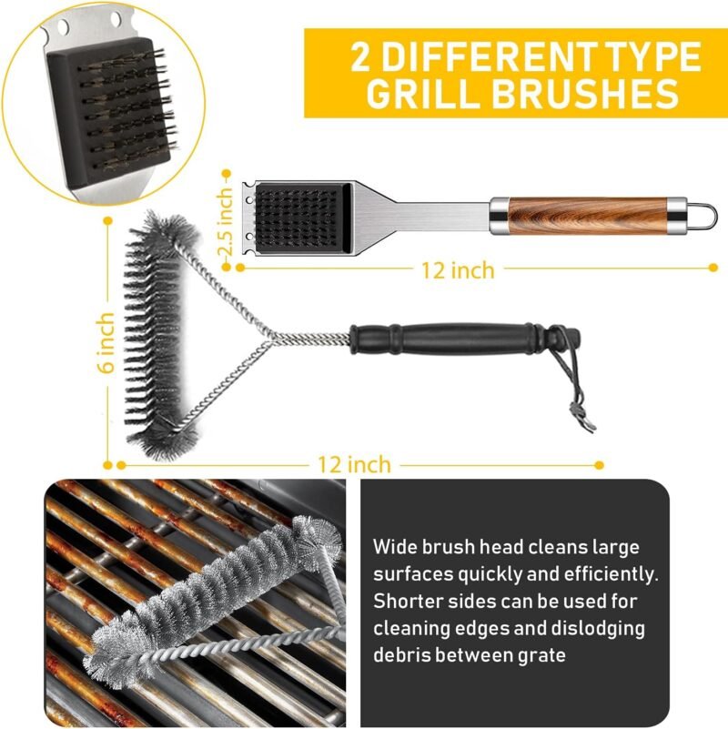 34Pcs Grill Accessories Grilling Gifts for Men, 16 Inches Heavy Duty BBQ Accessories, Stainless Steel BBQ Tools with Thermometer, Grill Mats for Backyard, BBQ Gifts Set for Men Women - Image 7