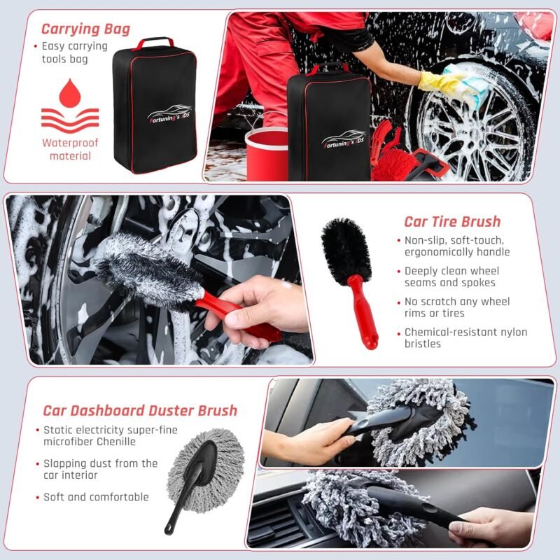 37PCS Car Detailing Kit Interior Cleaner, Auto Detailing Kit, Car Vacuum Car Interior Detailing Kit, Car Wash Kit with Bucket Detailing Brush Set Car Accessories for Motorcycle, Cars, Bikes, Wheels - Image 5