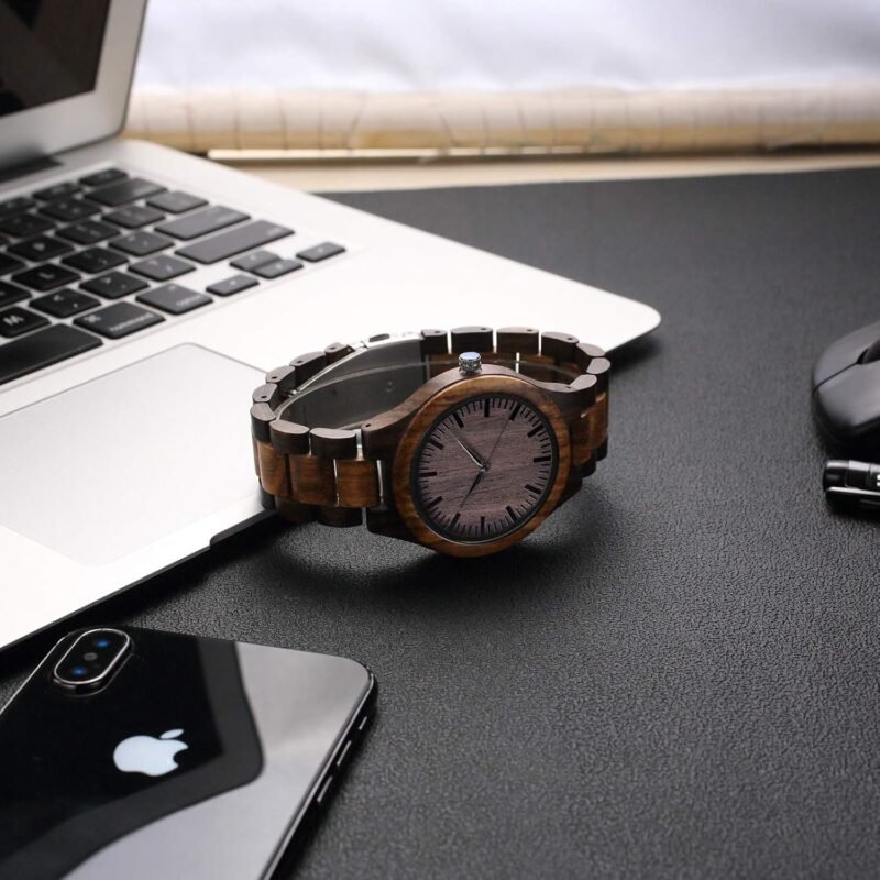 Fodiyaer Engraved Wood Watch for Men Boyfriend Husband Him As Personalized Anniversary Christmas Birthday Father Day Wooden Gifts Idea - Image 4