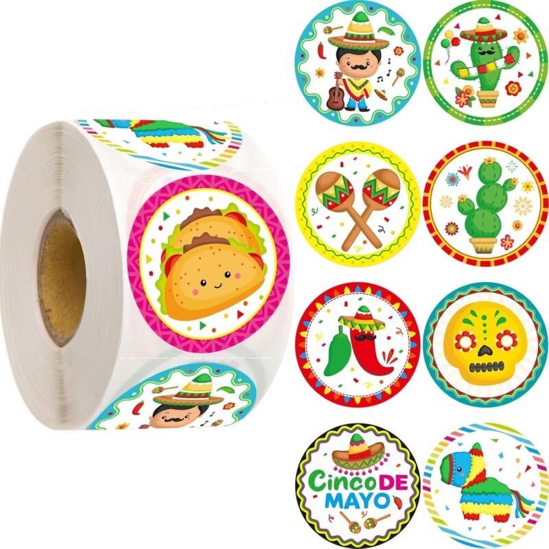 500Pcs Fiesta Stickers for Kids Cinco De Mayo Mexican Roll Sticker Party Favors Decorations - Image 9