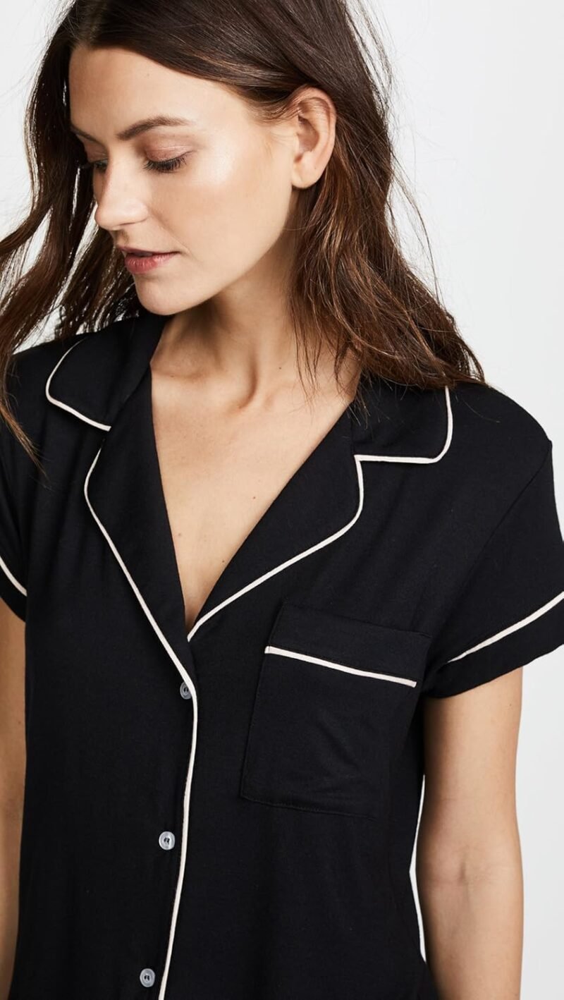 Eberjey Gisele Classic Women's Pajama Set | Short Sleeve Button Down Shirt w Front Pocket, Shorts w Elastic Waist - Image 6