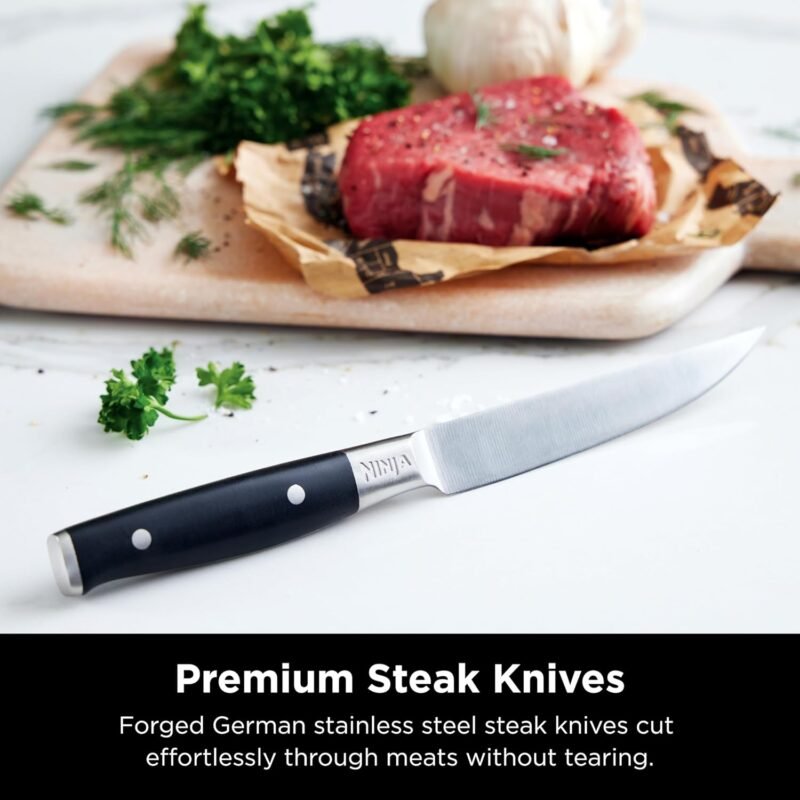 Ninja K32017 Foodi NeverDull Premium Knife System, 17 Piece Knife Block Set with Built-in Sharpener, German Stainless Steel Knives, Black - Image 7