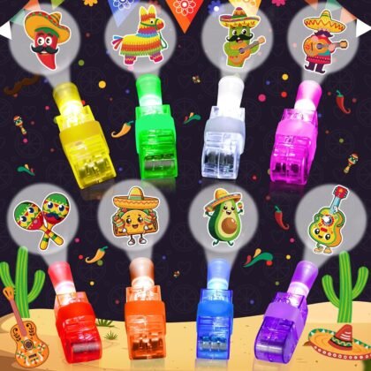 32Pcs Finger Lights Cinco De Mayo Party Favors Fiesta Mexican Decorations Goodie Bags Stuffers Bulk Toys for Kids Prizes Glow in The Dark Cinco De Mayo Party Supplies Taco Birthday Favors Gifts
