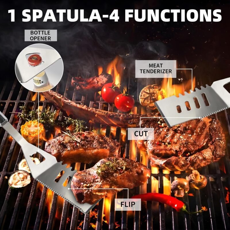 11Pcs Stainless Steel BBQ Grilling Accessories Set, Dad Gifts for Fathers Day Grilling Gifts,Portable Practical Grill Tools Utensils Kit with Storage Bag for Outdoor Grill Camping Backyard - Image 2