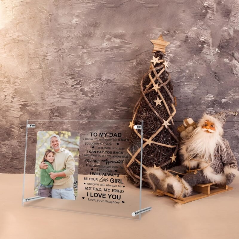 Personalized Dad Gifts from Daughter, Father's Day Acrylic Picture Frame (8"x10") Gifts for Men on Birthday - Gift For Dad - Double Panel Frame with Your Photo - Home Decor Desktop Display - Image 4