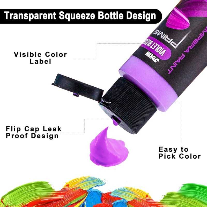 JOYIN Washable Tempera Paint Set for Kids 42PCS, Non Toxic Liquid Paint with 15 Brushes and 4 Palettes - Art Supply for Kids for Arts and Crafts Project, Finger Painting (2 oz Each) - Image 3