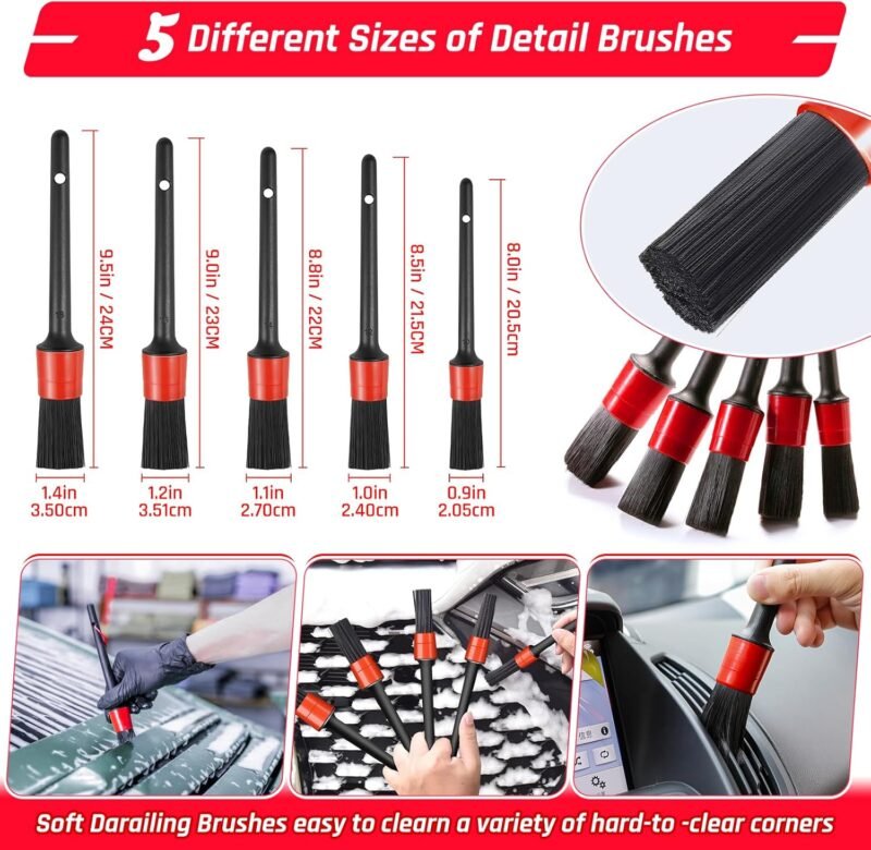37PCS Car Detailing Kit Interior Cleaner, Auto Detailing Kit, Car Vacuum Car Interior Detailing Kit, Car Wash Kit with Bucket Detailing Brush Set Car Accessories for Motorcycle, Cars, Bikes, Wheels - Image 3