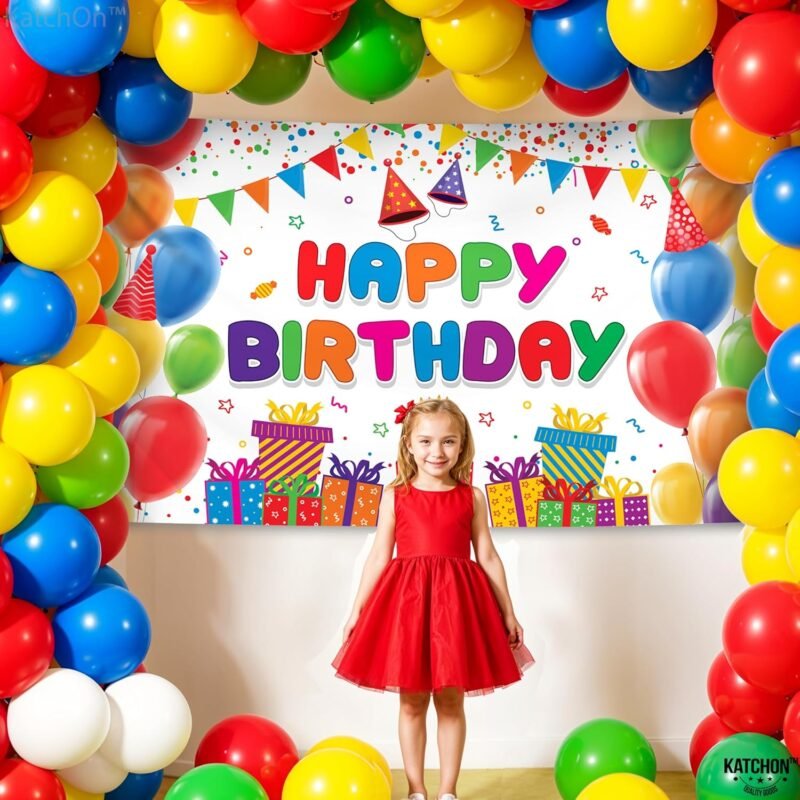 KatchOn, Rainbow Happy Birthday Banner- Xtralarge 72x44 Inch | Colorful Happy Birthday Sign for Rainbow Birthday Party Supplies | Rainbow Birthday Decorations | Rainbow Birthday Backdrops for Girls - Image 5