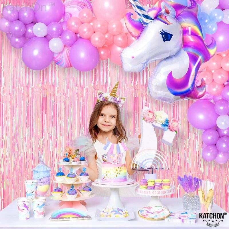 KatchOn, XtraLarge Iridescent Pink Backdrop Curtain - 3.2x8 Feet | Pink Streamers for Birthday Decorations | Iridescent Backdrop for Iridescent Party Decorations | Pink Graduation Decorations 2025 - Image 8
