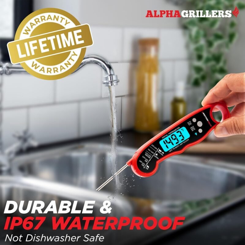 Alpha Grillers Meat Thermometer Digital - Instant Read Food Thermometer for Cooking Grilling Air Fryer Griddle Probe Kitchen Gadgets Essentials BBQ Accessories Grill Gifts for Men Him Dad Fathers Day - Image 5
