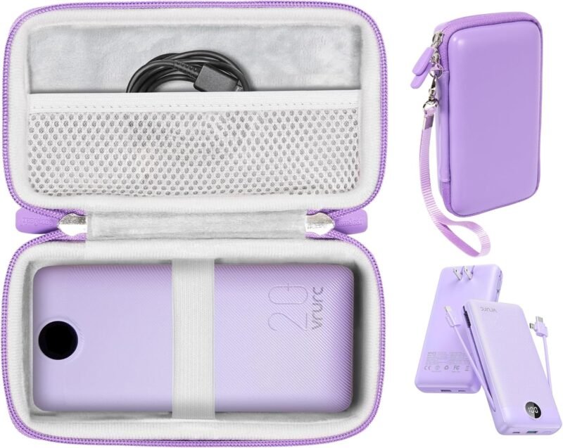 CaseSack Case for VRURC Portable Charger 20000mAh, Fast Charging Power Bank USB C, USB C Power Bank 10000mAh (Purple)