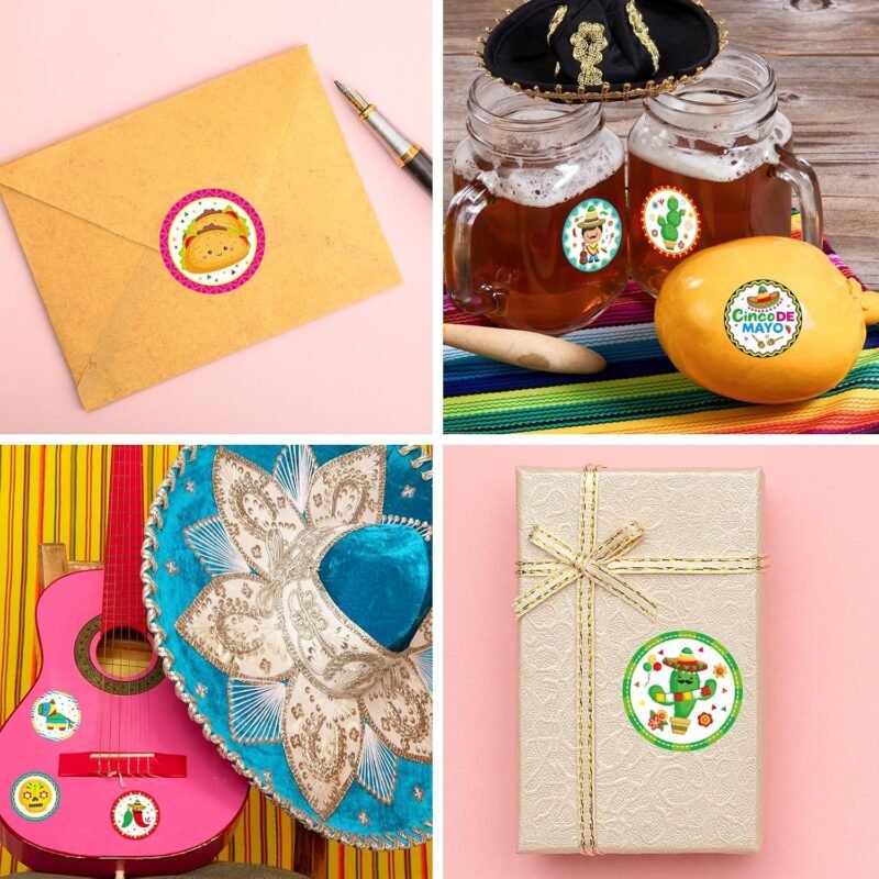 500Pcs Fiesta Stickers for Kids Cinco De Mayo Mexican Roll Sticker Party Favors Decorations - Image 7