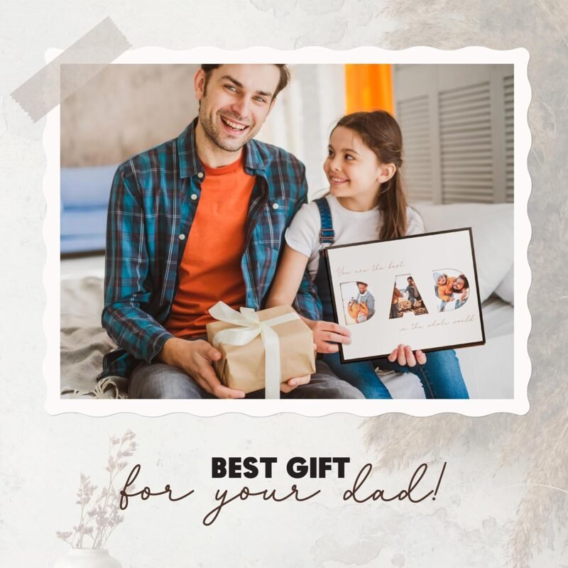 Father's Day Gift For Dad, Photo Frame DAD Sign For Table Decoration, Photo Fame From Daughter, Display 3 Photos 3x3 Inch, Father's Day Gift, Home Office Decoration (Picture Frame) - Image 9