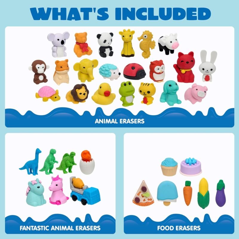 JOYIN 36Pcs Animal Erasers for Kids, Cute Pencils Erasers Bulk, Desk Pets Puzzle for Classroom Rewards Back to School Supplies Party Favors Treasure Box Toys Gifts - Image 2
