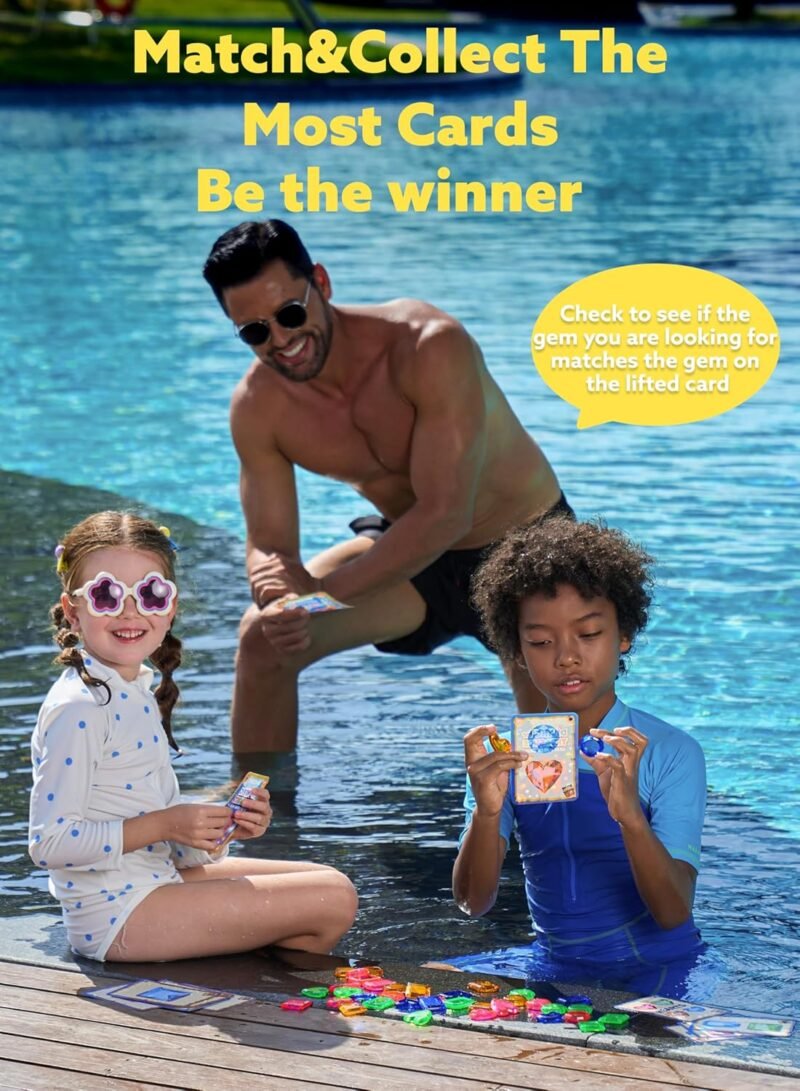 JOYIN 4-in-1 Diving Pool Toys,Underwater Seek and Find Gems Game Set Waterproof,Swiming Pool Toys for Kids with Mesh Bag, Water Gifts for Summer Swim Dive Search Treasure Match Games - Image 6
