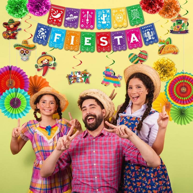Cinco De Mayo Party Decorations, Preassembly Mexican Themed Fiesta Party Banner Decorations with Pinata Hanging Swirls, Fiesta Party Decor Supply - Image 7