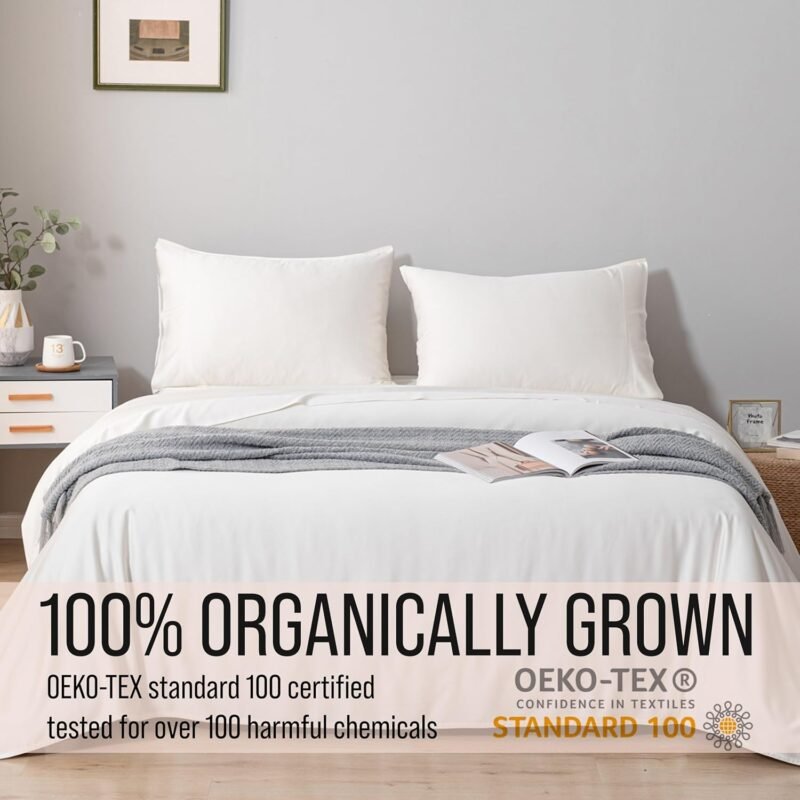 Bella Coterie Luxury Bamboo Viscose King Size Sheet Set | 100% Organically Grown | Ultra Soft | Cooling for Hot Sleepers | 18" Deep Pocket [Ivory] - Image 4