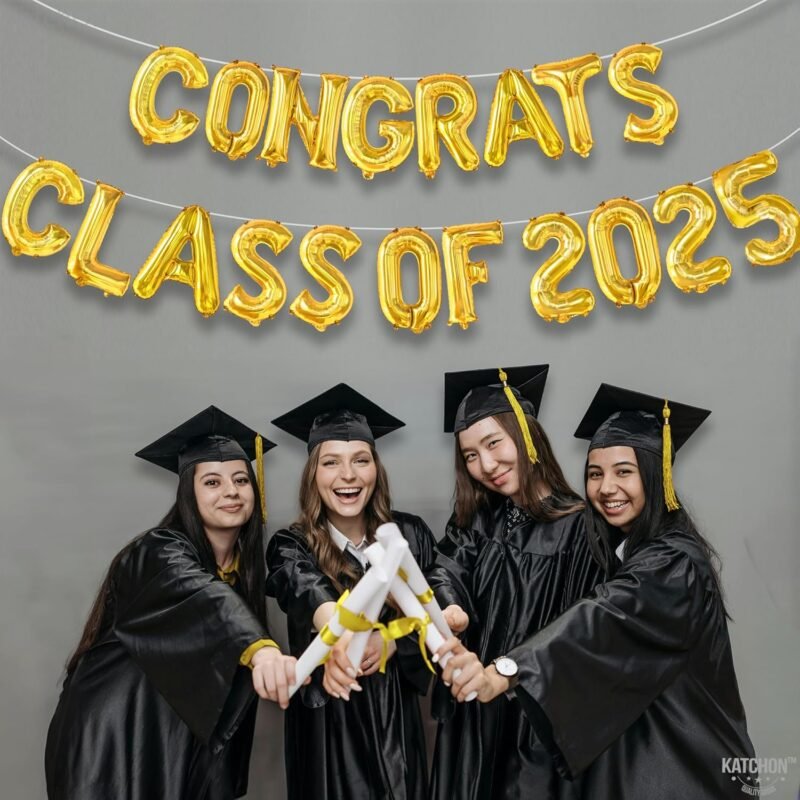 KatchOn, Gold Congrats Class of 2025 Balloons - 16 Inch | Graduation Balloons for Graduation Decorations Class of 2025 | Class of 2025 Balloons, Class of 2025 Decorations - Image 3