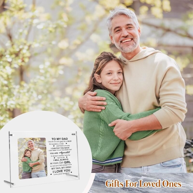 Personalized Dad Gifts from Daughter, Father's Day Acrylic Picture Frame (8"x10") Gifts for Men on Birthday - Gift For Dad - Double Panel Frame with Your Photo - Home Decor Desktop Display - Image 5