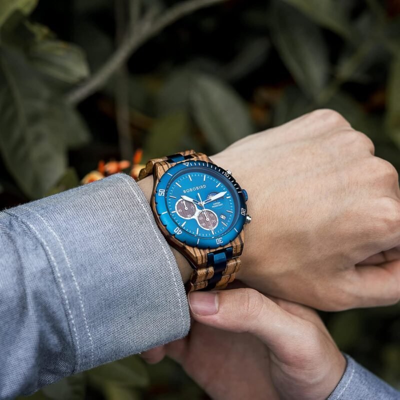2win Mens Personalized Engraved Wooden Watches Fashion Multifunction Custom Watch Birthday Anniversary Wood Watches for Husband Boyfriend Dad Him Son with Gift Box - Image 9