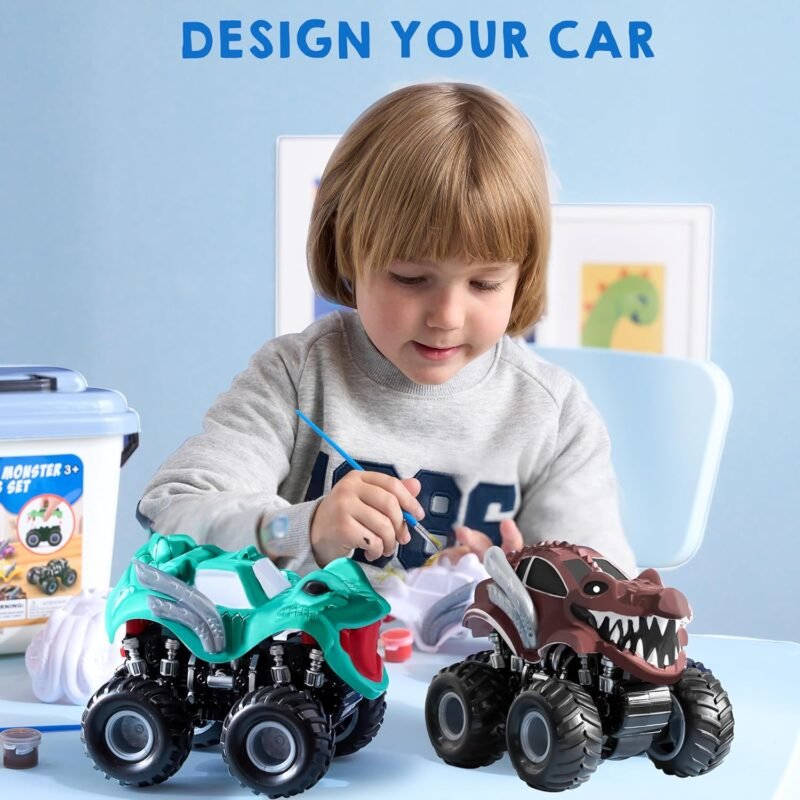 JOYIN Kids Craft Kit Build & Paint Your Own Monster Car Art & Craft Kit DIY Toy Set Make Your Own Monster Friction Powered Truck, Presents for Kids - Image 5
