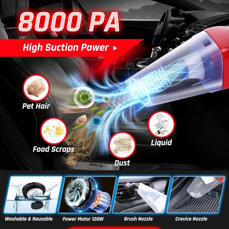 37PCS Car Detailing Kit Interior Cleaner, Auto Detailing Kit, Car Vacuum Car Interior Detailing Kit, Car Wash Kit with Bucket Detailing Brush Set Car Accessories for Motorcycle, Cars, Bikes, Wheels - Image 2