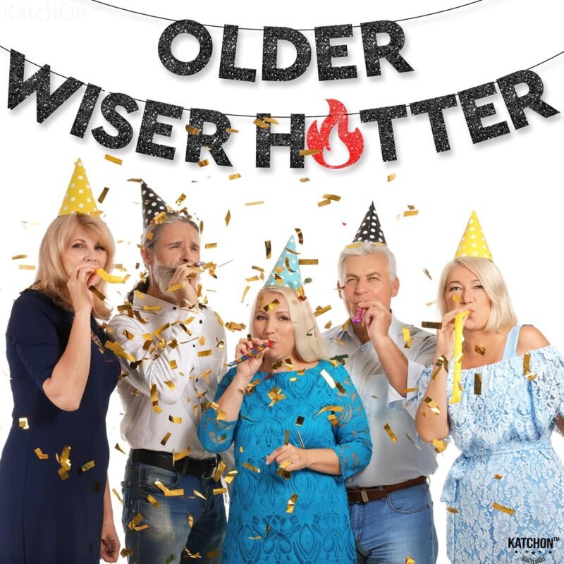 KatchOn Older Wiser Hotter Glitter Black Banner - 10 Feet, Reusable, Adult Birthday Decorations - Image 9