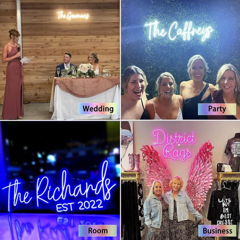Custom Neon Signs, Personalised Large Led Neon Lights Sign Customizable for Wall Decor Wedding Birthday Party Bedroom Bar Shop Name Logo Lights (Optional 16" to 55") - Image 2