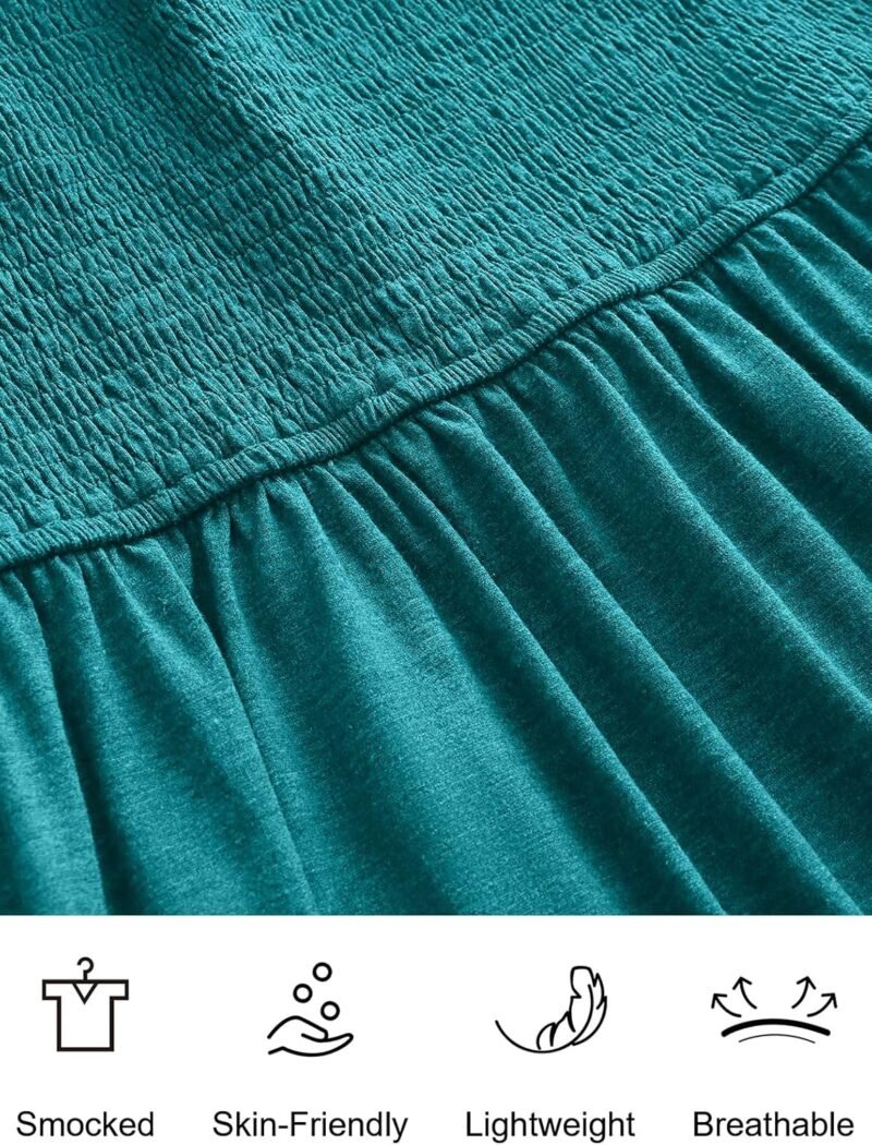 ANRABESS Womens Square Neck Maxi Dress Ruffle Sleeveless Smocked Casual Summer Beach Sundress with Pockets - Image 6