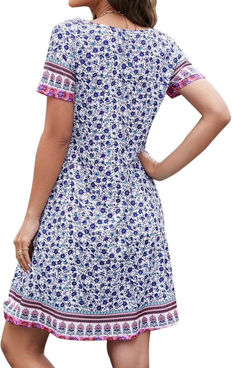 Sherosa Women's Summer Dresses 2025 Beach Boho Sundress Short Sleeve Loose Casual Tshirt Dress with Pockets - Image 7