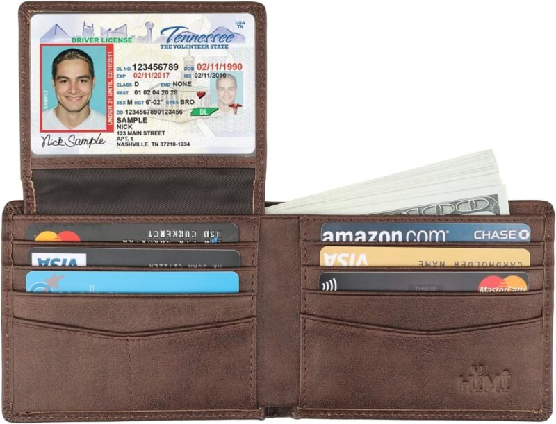 Wallet for Men-Genuine Leather RFID Blocking Bifold Stylish Wallet With 2 ID Window - Image 4