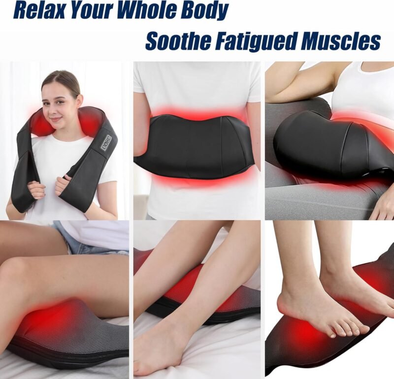 Shiatsu Neck and Back Massager with Heat,Electric Deep Tissue Kneading Neck and Shoulder Massage,Best Gifts for Women Men Mom Dad Mothers Fathers Day Birthday Gift(NOT Cordless) - Image 4