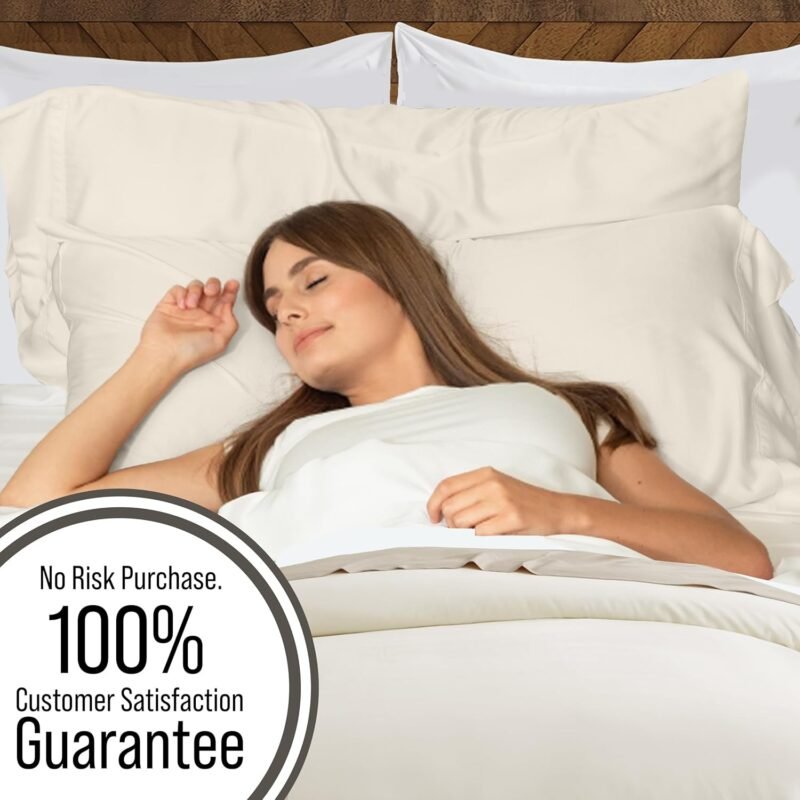 Bella Coterie Luxury Bamboo Viscose King Size Sheet Set | 100% Organically Grown | Ultra Soft | Cooling for Hot Sleepers | 18" Deep Pocket [Ivory] - Image 5