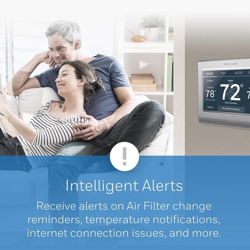 Honeywell Home RTH9585WF Wi-Fi Smart Color Thermostat, 7 Day Programmable, Touch Screen, Energy Star, Alexa Ready, C-Wire Required, Not Compatible with Line Volt Heating Gray - Image 4
