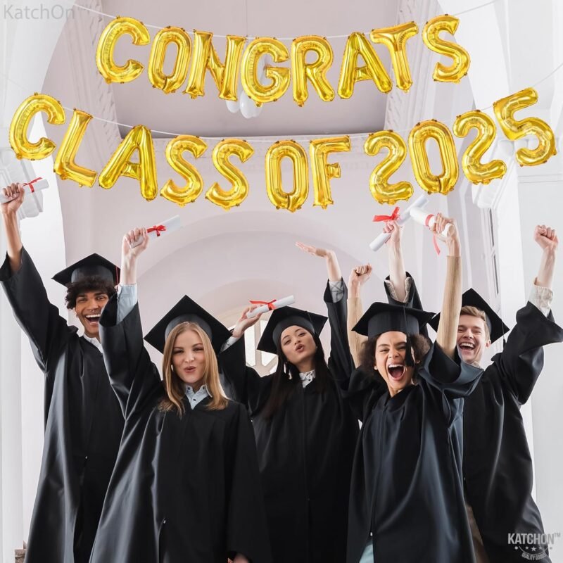 KatchOn, Gold Congrats Class of 2025 Balloons - 16 Inch | Graduation Balloons for Graduation Decorations Class of 2025 | Class of 2025 Balloons, Class of 2025 Decorations - Image 5