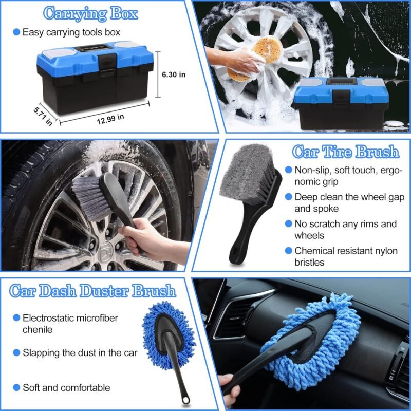 27Pcs Car Detailing Kit, Car Detailing Brush Set, Auto Detailing Drill Brush Set, Car Detailing Brushes, Car Wash Kit, Car Accessories, Car Cleaning Tools Kit for Interior, Exterior, Wheels - Image 2