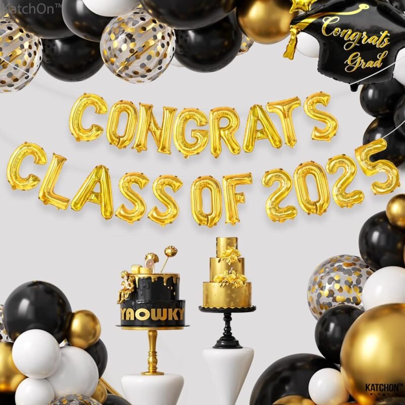 KatchOn, Gold Congrats Class of 2025 Balloons - 16 Inch | Graduation Balloons for Graduation Decorations Class of 2025 | Class of 2025 Balloons, Class of 2025 Decorations - Image 6