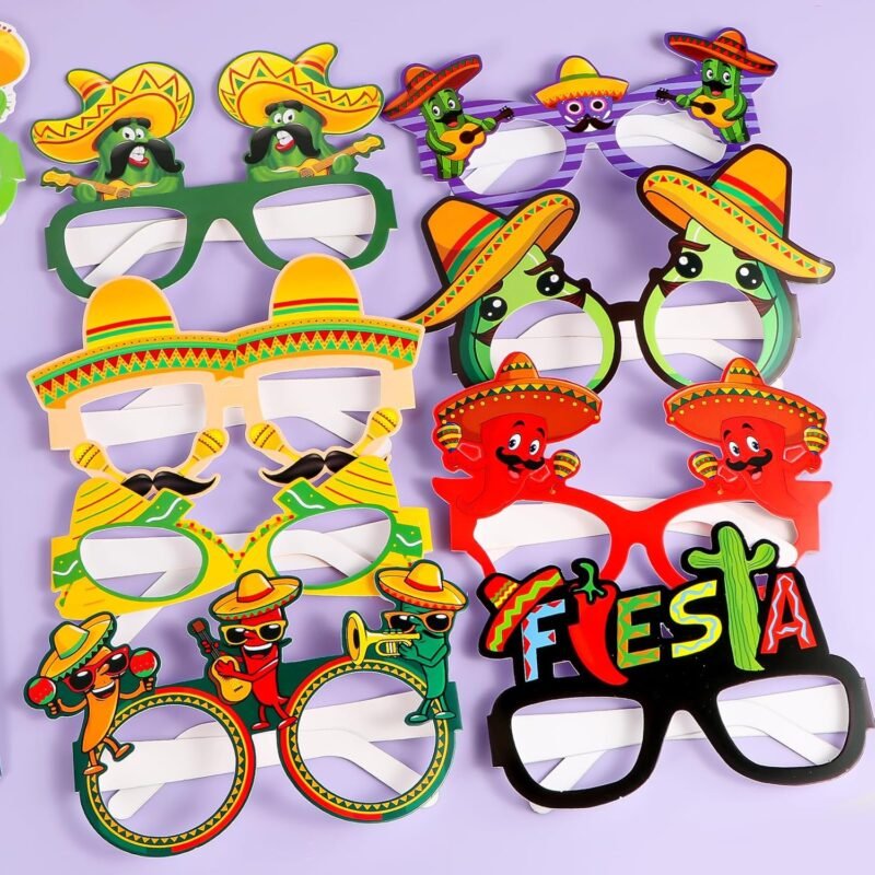 120 PCS Fiesta Party Favor, Mexican Party Gift for Kids, Cinco De Mayo Eyeglasses, Keychains, Stampers, Slap Bracelets Classroom Prize School Exchange for Cinco De Mayo Birthday Party Supplies - Image 5