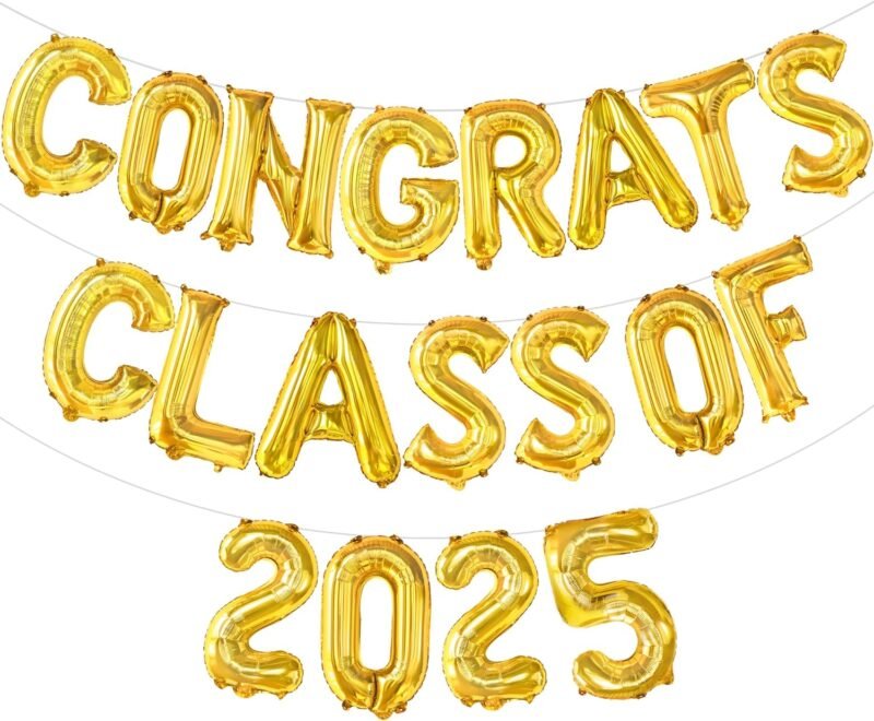 KatchOn, Gold Congrats Class of 2025 Balloons - 16 Inch | Graduation Balloons for Graduation Decorations Class of 2025 | Class of 2025 Balloons, Class of 2025 Decorations